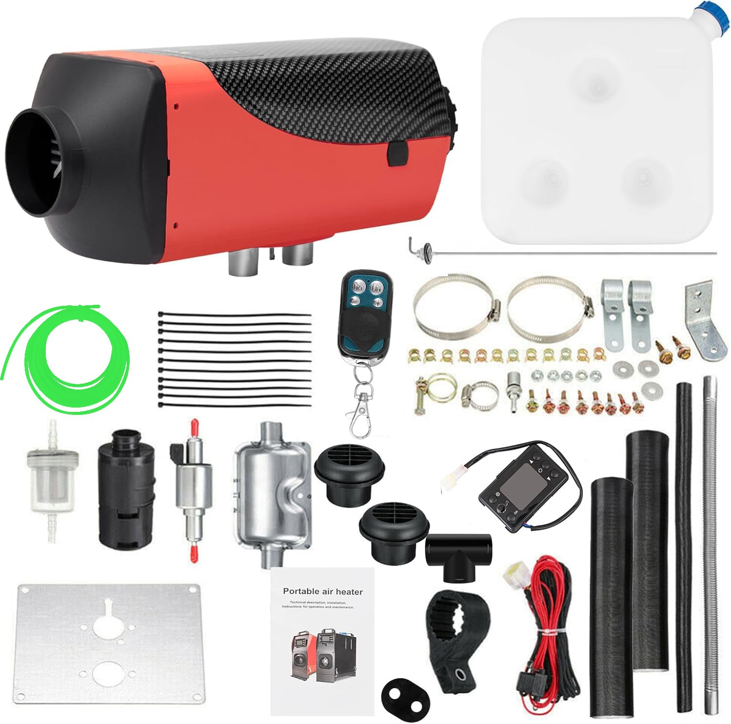 8KW Dieselheizung Standheizung 12V, Luftheizung Air Diesel Standheizung Lufterhitzer mit LCD-Display & Fernbedienung Air Diesel Heizung für Wohnmobil Auto LKW Wohnwagen Boot (Rot)