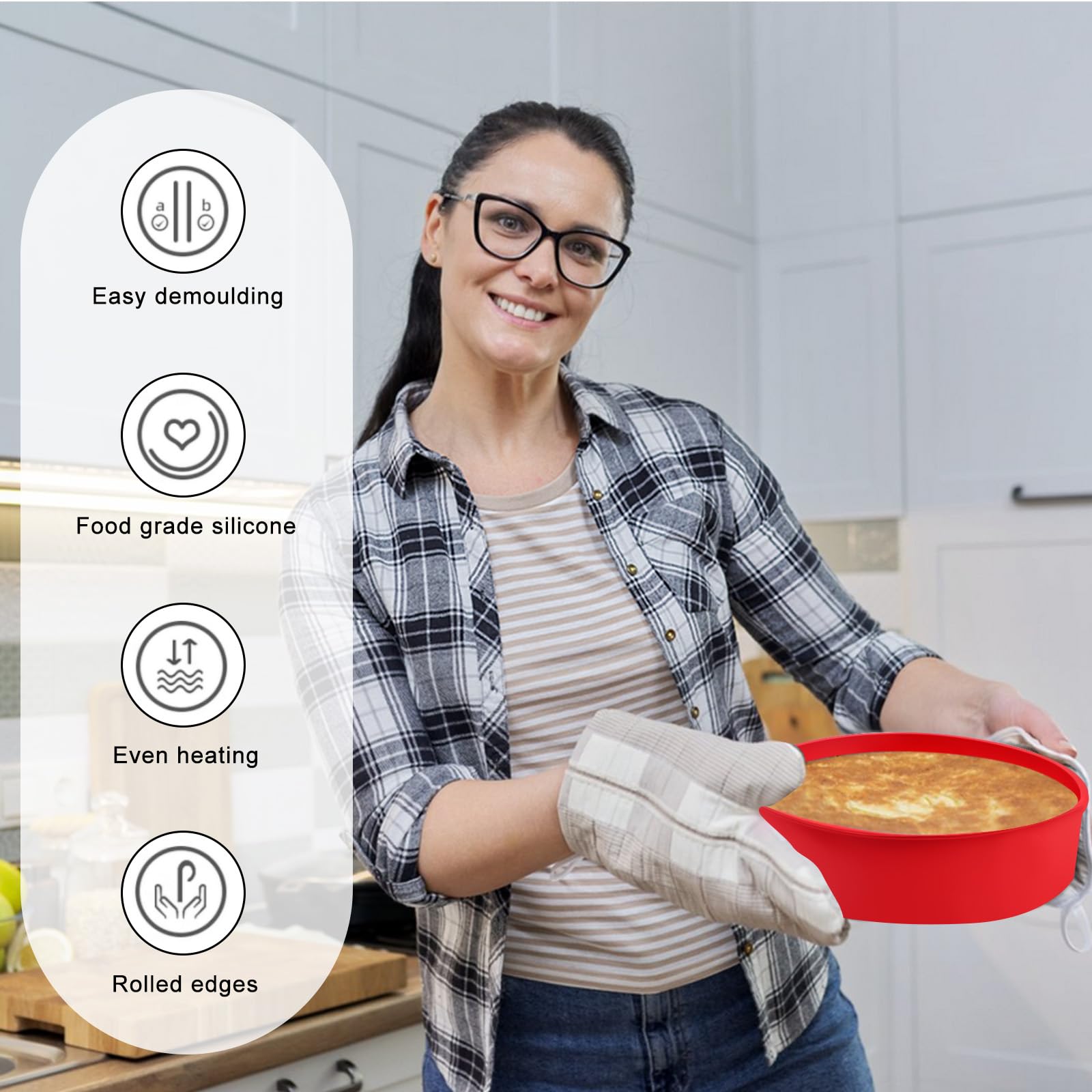SIYINGSAERY 4 Pcs Moules Silicone Pâtisserie Ronds 25cm 20cm 15cm 10cm - Idéal Pour Gâteaux Et Pains