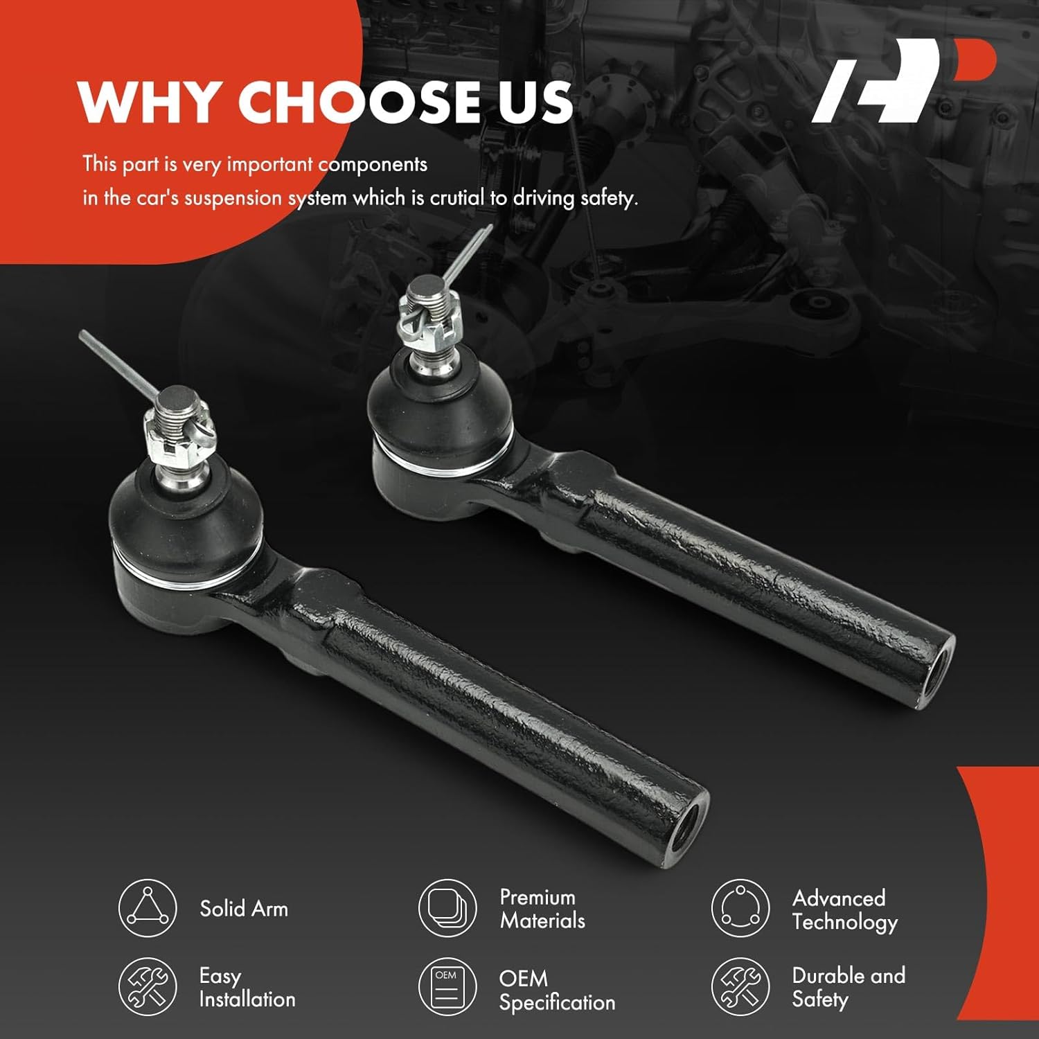 A-Premium 2 x Front Outer Tie Rod Ends, Compatible with Honda CR-V CRV 2007 2008 2009 2010 2011