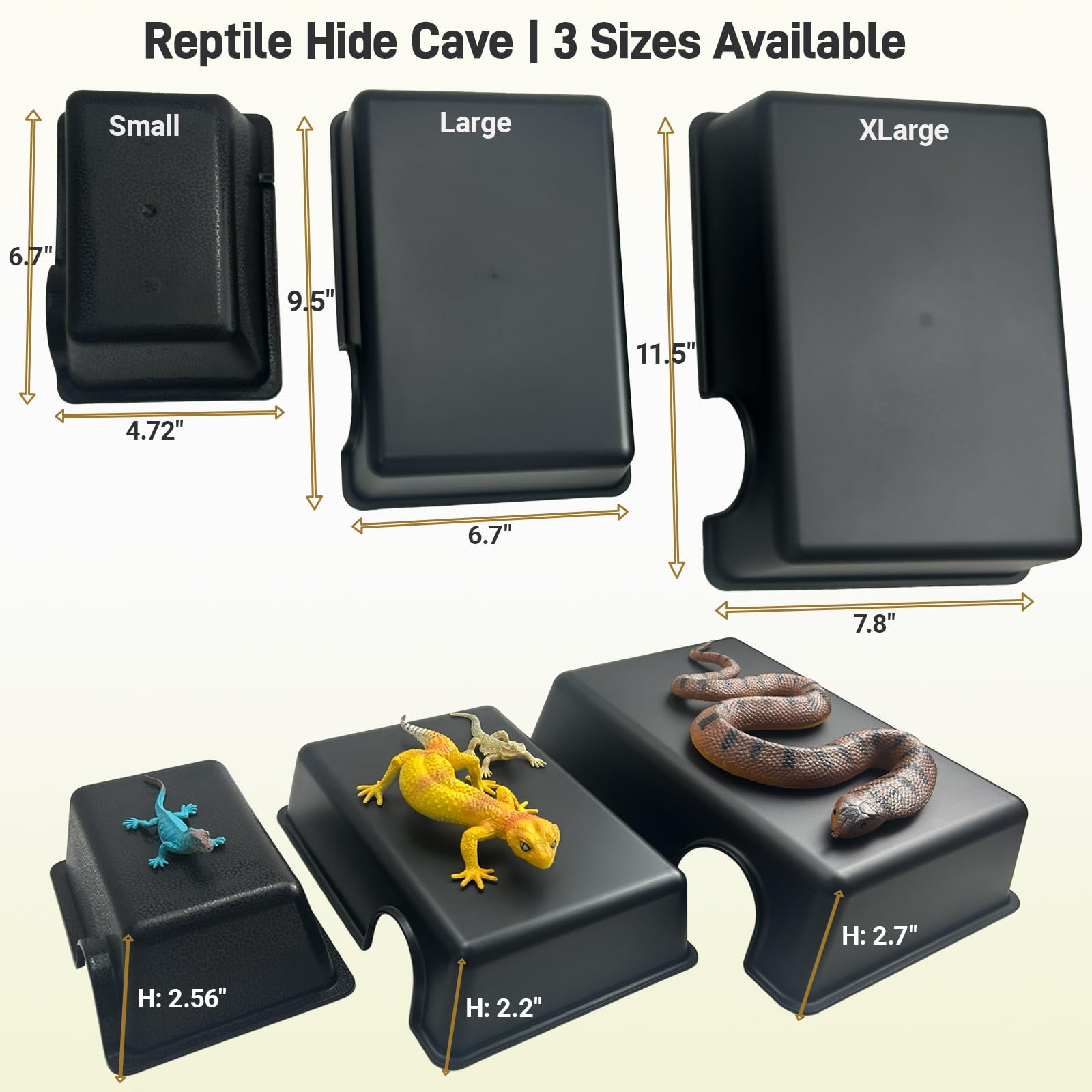 11.5in Reptile Humid Large Hide Cave, Moist Hideout for Gecko, Lizard, Snake - Natural-Looking Shelter for Humidity Retention & Shedding Support, with Easy-Clean Design (11.5"x7.8"x2.7") - image 2