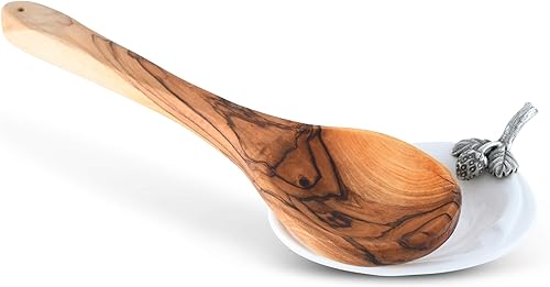 Miniatura 4 de Vagabond House Servidor de porcelana de aceitunamermeladaaceitevinagre y soporte para cuchara con acento de estaño sólido "fresa" de 4.5 pulgadas de