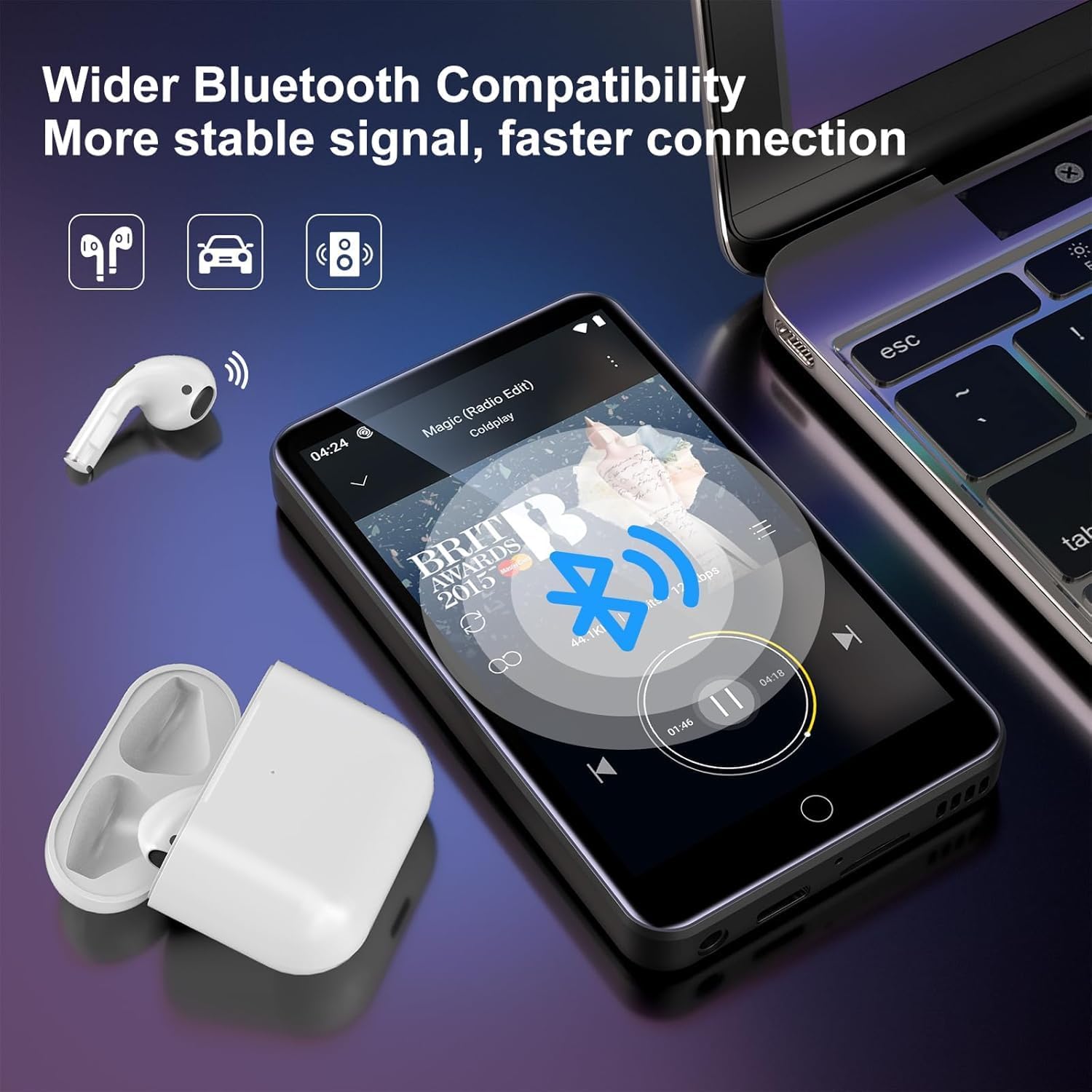 80GB MP3 Player with Bluetooth and WiFi, 4" Touchscreen MP3 & MP4 Players with Spotify,Pandora, Audible, Play Store, MP3 Player for Kids, HiFi Sound Digital Music, Built-in HD Speaker 3 71BgdAlHROL. AC SL1500