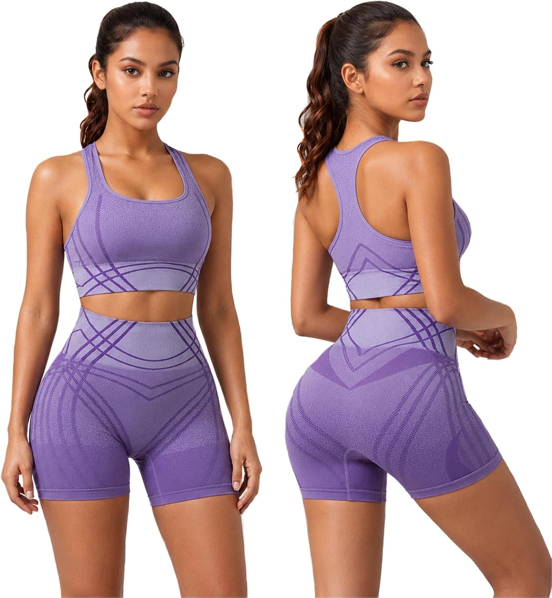 Women’S Seamless Workout Sets 2 Piece Tank Top Matching High Waist Booty Lifting Shorts Gym Yoga Active Wear
