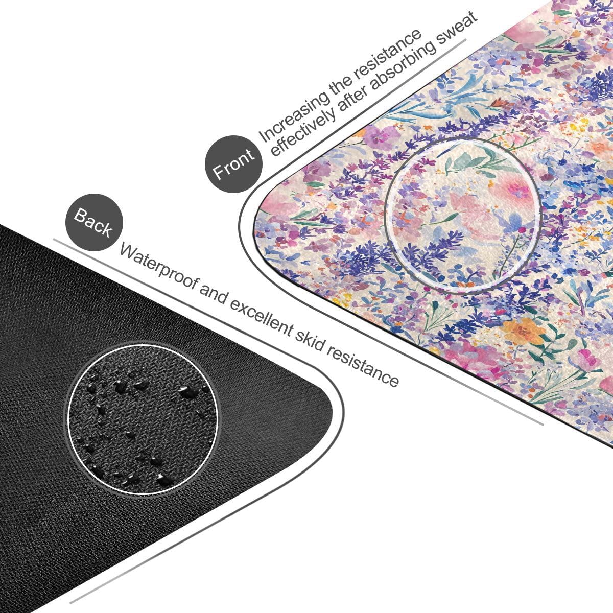 ALAZA Beautiful Lavender Flowers in A Garden Yoga Mat Non Slip Fitness Exercise Mat, Workout Mat for Yoga, Pilates and Floor Exercises