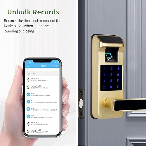 Miniatura 3 de Harfo Cerradura inteligente para puerta, resistente 5 en 1, cerradura de puerta de entrada sin llave, bloqueo de teclado digital con control