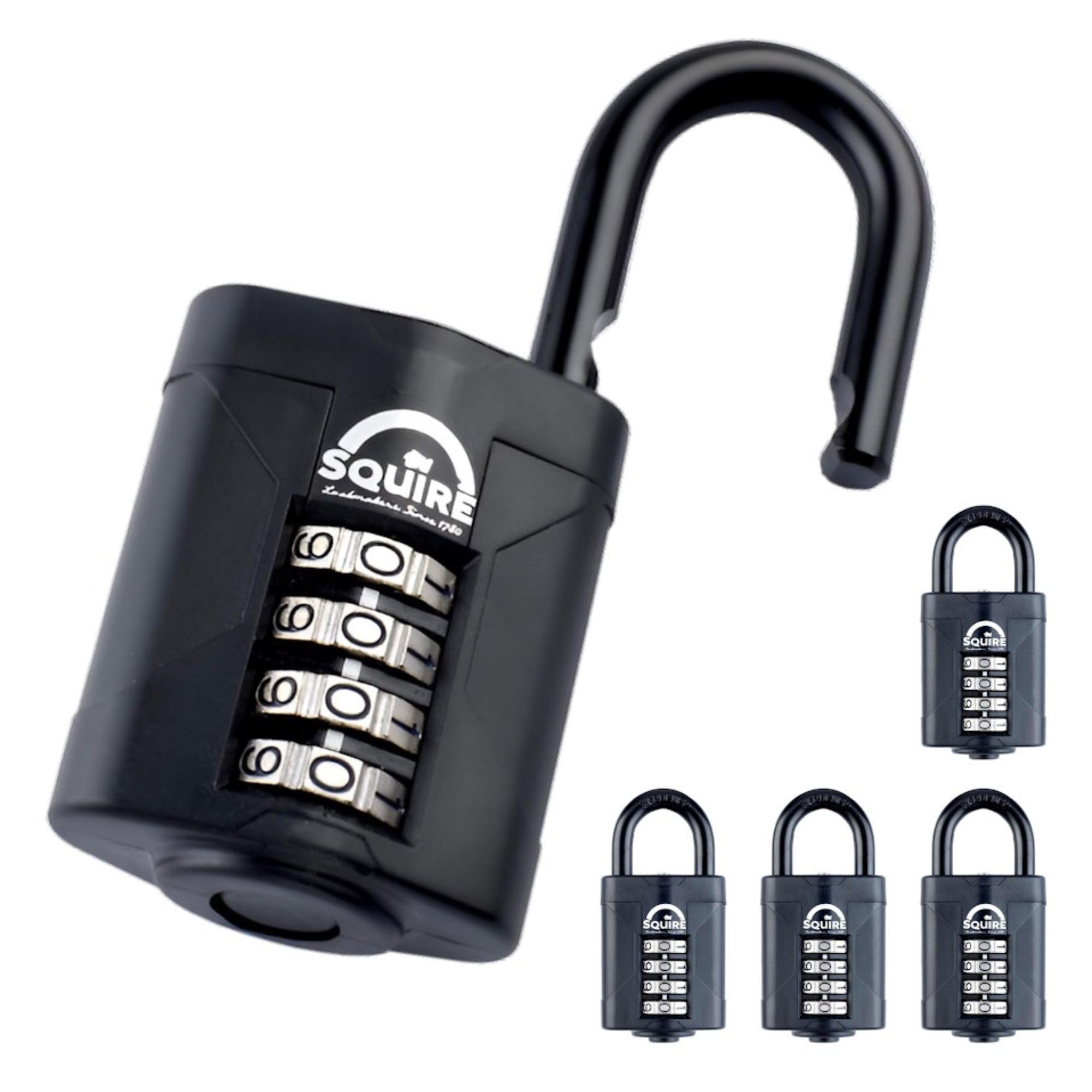 5-Pack - Squire Combination Padlock CP50 – 50mm Combination Padlock – Re-Codable 4-Digit Push Button Lock – Ideal for Gates, Sheds, Lockers & Toolboxes — image 1