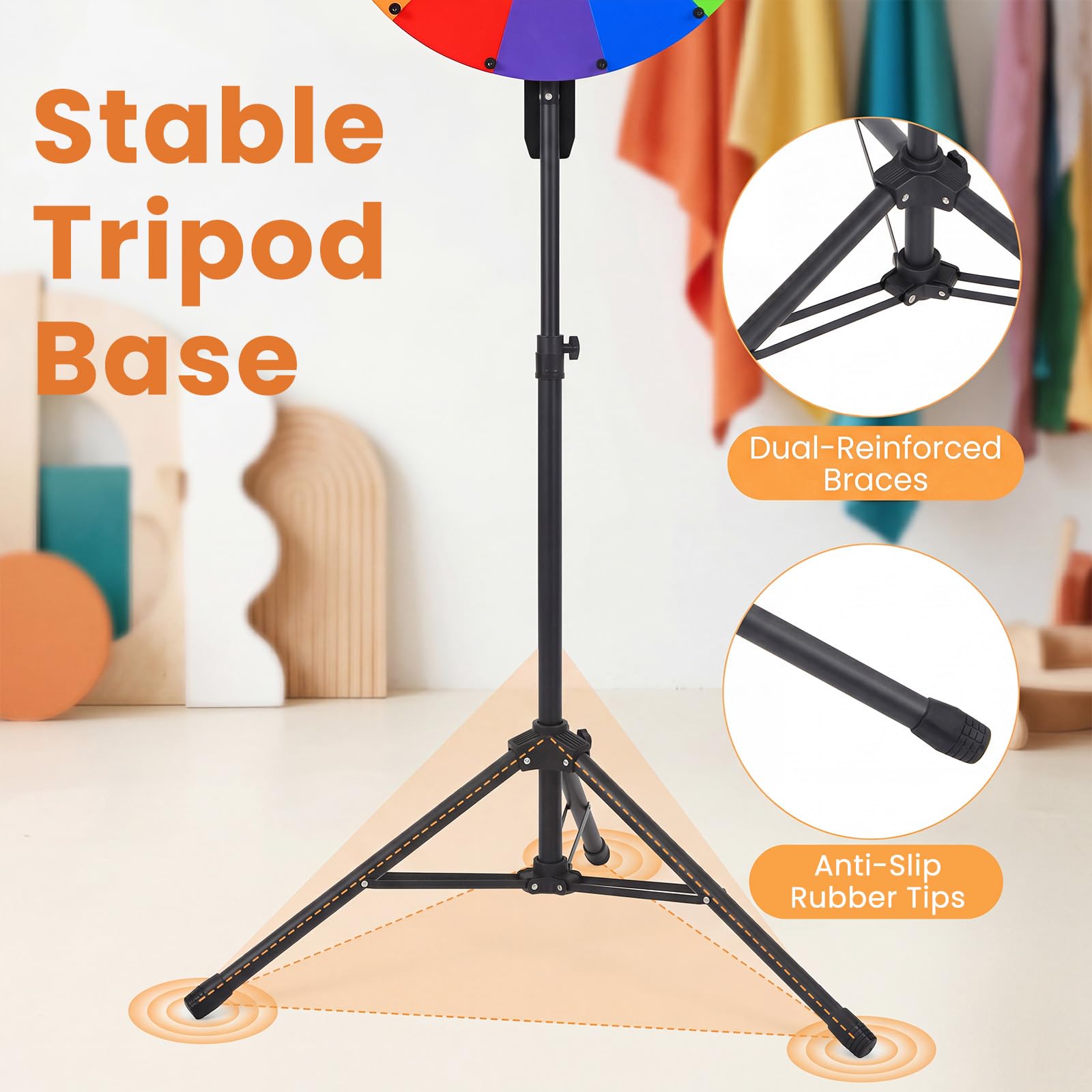 HOMASIS Glücksrad, 60 cm Drehrad zum Drehen mit 12 Slots, Bunt