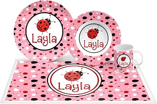 Personalized Ladybug Plate Set, Bowl, Placemat, Mug, Mealtime, Dinner, Dinnerware - Choose Your Pieces