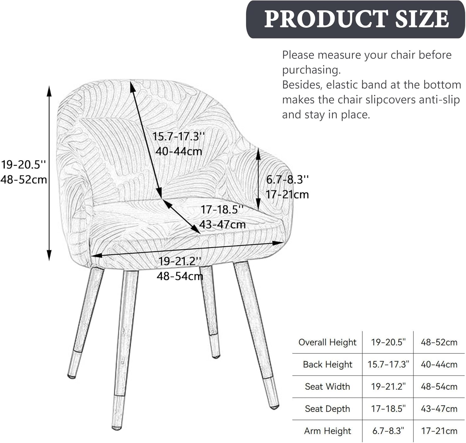 Curved Back Dining Chair Covers with Armrest, Stretch Accent Dining Room Chairs Covers Slipcovers with Arms, Office Desk Chair Covers, Swivel Armchair Cover Protector for Vanity