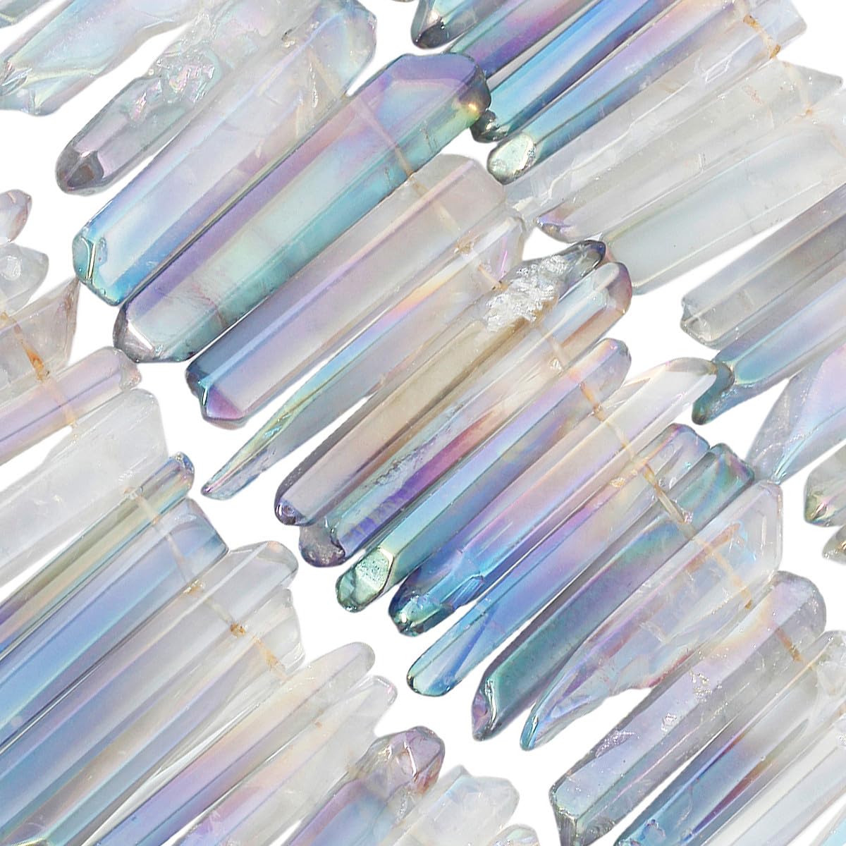 Nupuyai Grey Titanium Coated Irregular Rock Crystal Points for DIY Jewellery Making Polished Sticks Aura Crystal Quartz Spike Stone Beads - Image 3