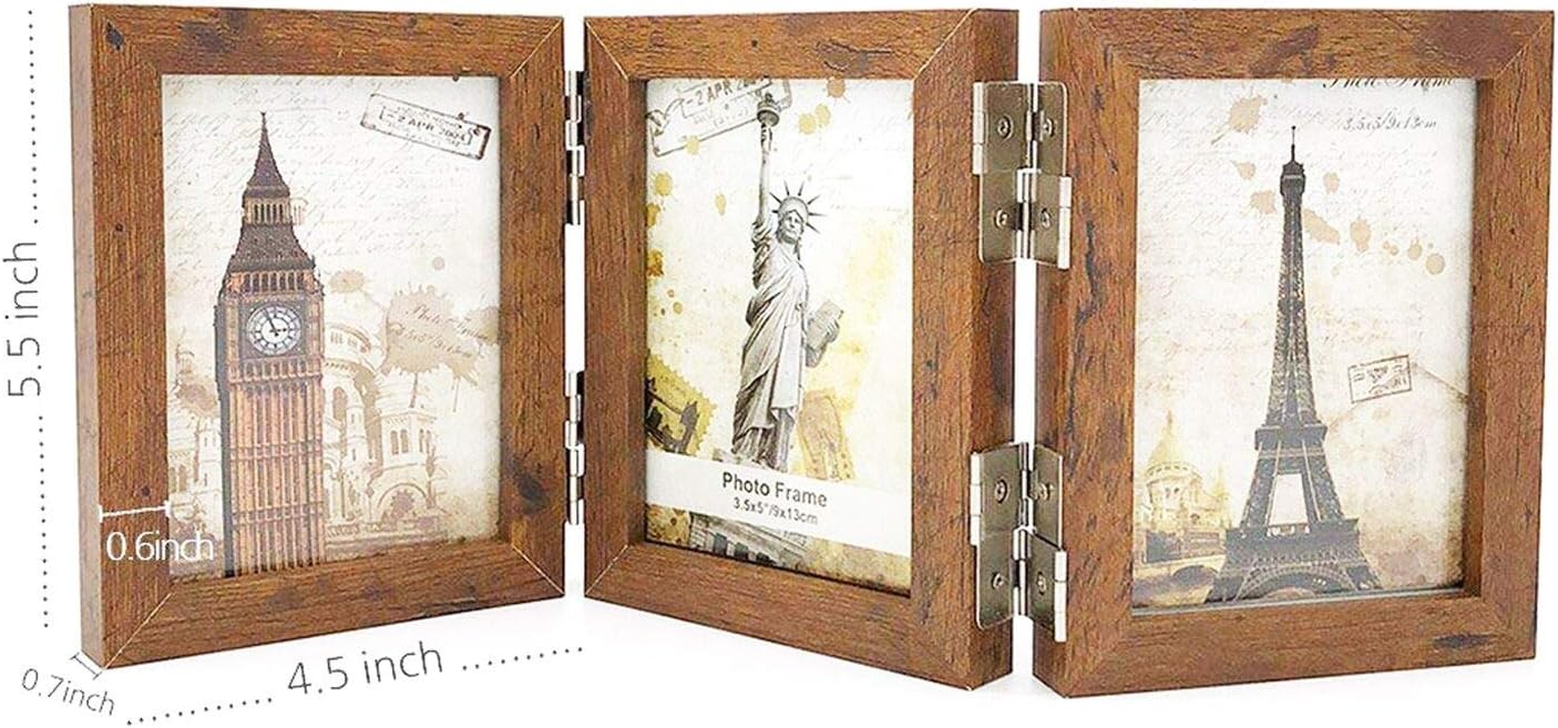 Wooden Folding Photos Frames 3.5x5 Decorative Hinged Table Desk Top