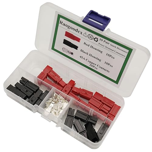 Miniatura 4 de 10 pares de desconexión rápida 45AMP 600V conector de alimentación Enchufe de batería+terminales rojo negro