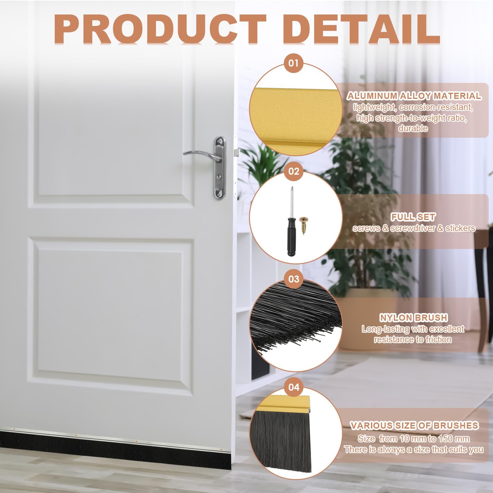 PATIKIL Door Brush Sweeps 3.54" Bristles x 47.24" Long - Image 3