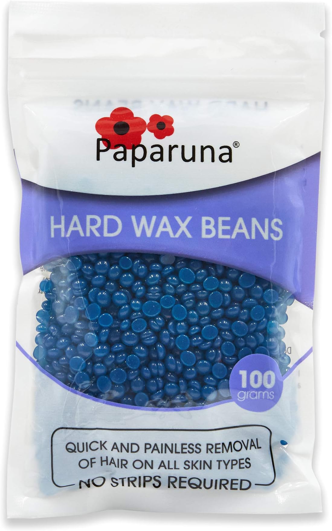 Hard Wax Beans Azulene Chamomile by Paparuna 100g Bag, Wax Warmer Beads - For Hair Removal Bikini/Body/Leg/Back/Face/Chest/Facial/Eyebrow/Nose/Brazilian