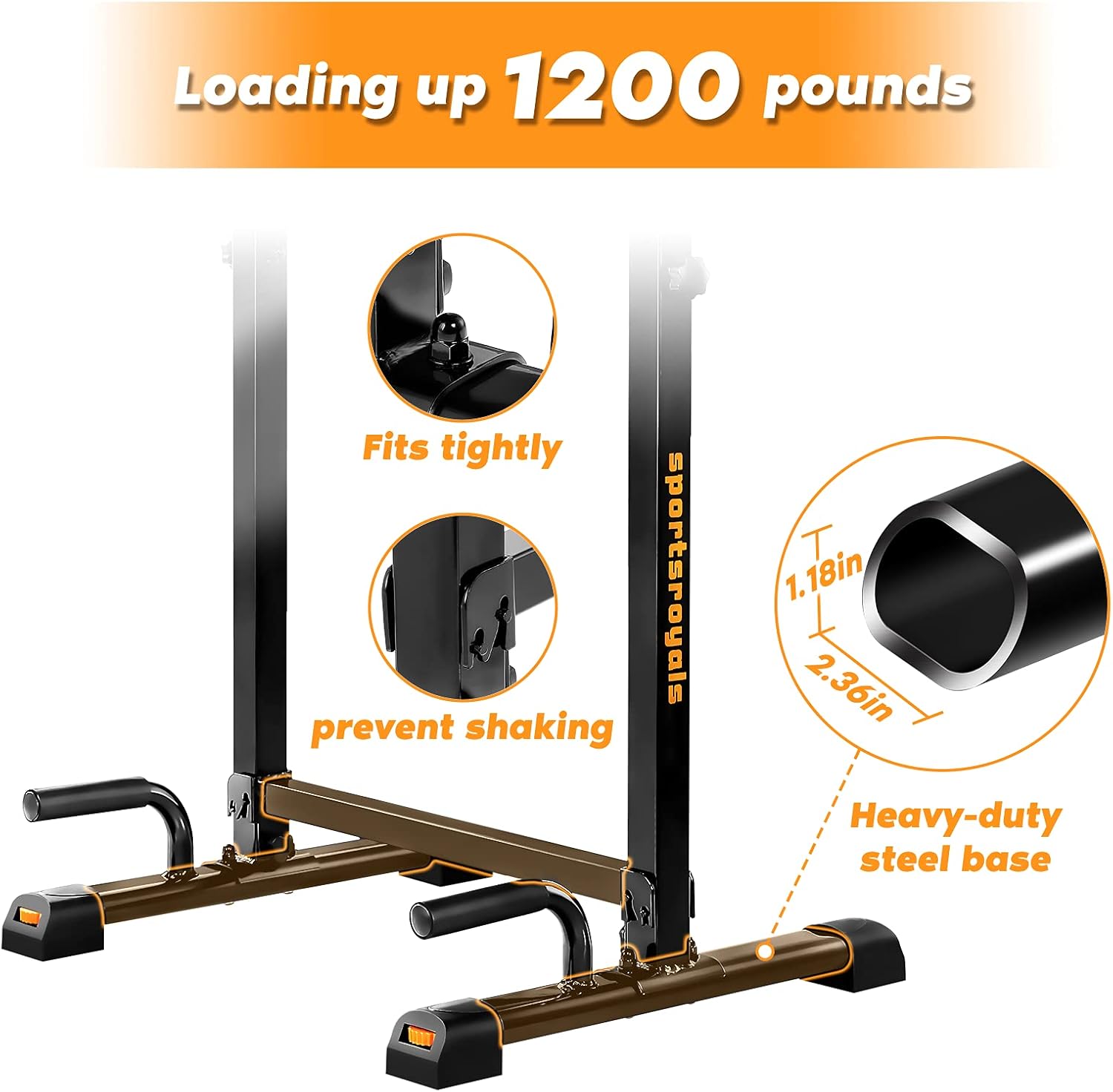 Sportsroyals Dip Bar, Adjustable Parallel Bars for Home Use, Dip Station with 6 Height Level & 1200LBS Weight Limit : Sports & Outdoors