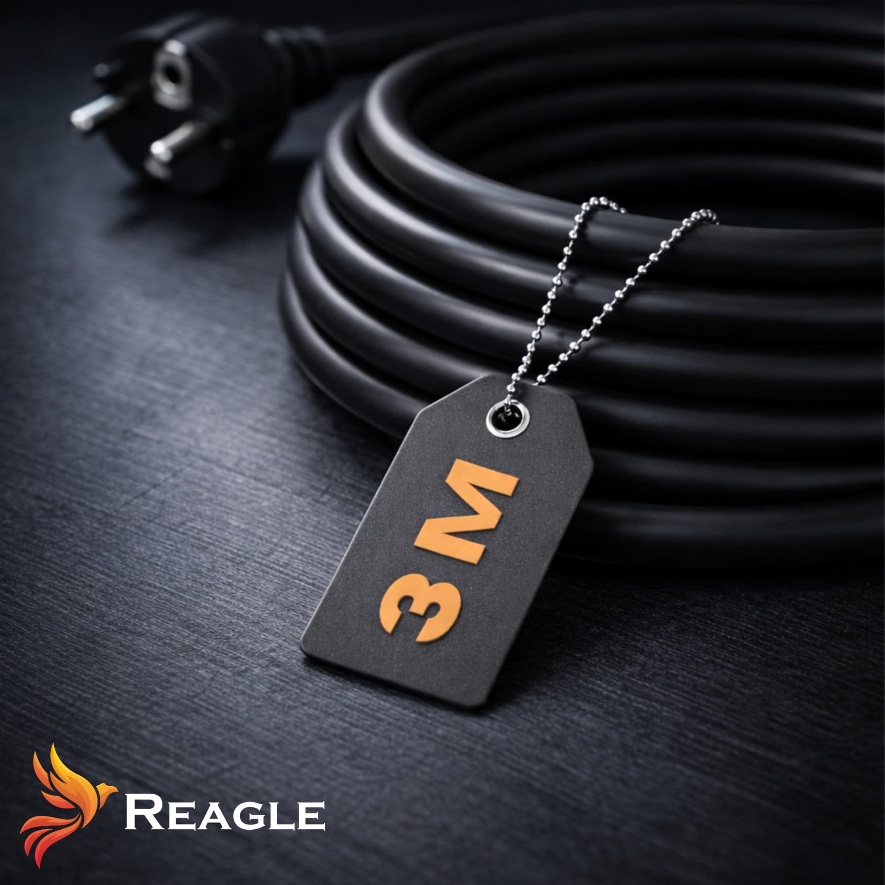 Reagle Listwa zasilająca z 4 portami USB, 3 gniazda, 230 V, z przełącznikiem Save Energy, oszczędzająca energię, do domowego biura z ochroną przed przepięciem 3 m