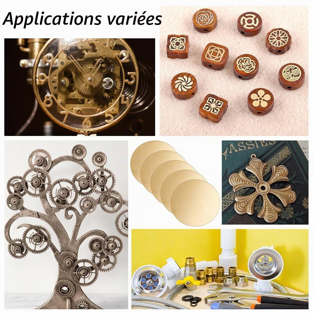 OLYCRAFT 5 pcs Plaque ronde en cuivre pur 6cm de diamètre Plaque métallique en cuivre rond Disque en laiton pour les projets de bricolage Bricolage - 0.5mm d'épaisseur