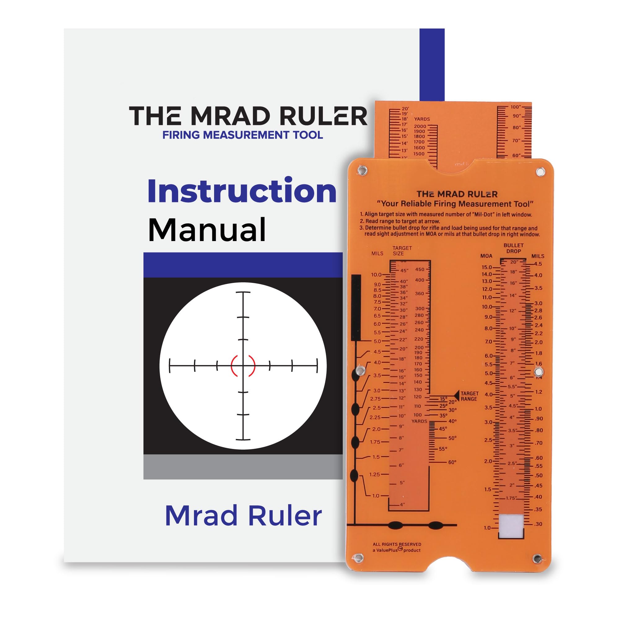 Mrad Ruler - Long Range Shooting Slide Rule Calculator for Quickly Calculating Range to Target and Sniper Windage, Ideal to use with Dope Book, Sniper Data Book and Dope Chart for Rifle