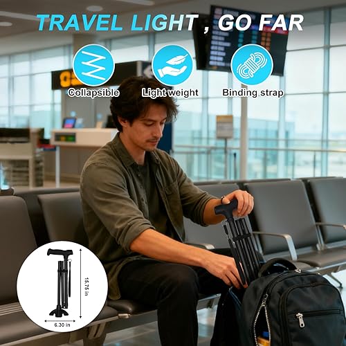 Miniatura 6 de Bastón alto para hombre de 42.52 pulgadas. Bastón de caminar extra largo fácil de viajar es adecuado para personas grandes de más de 5 pies 9