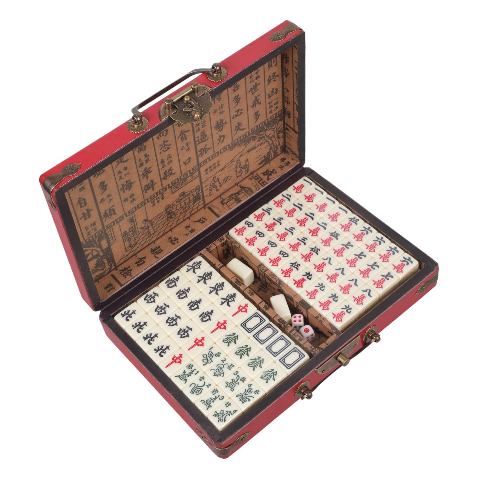 Mahjong tradycyjna chińska wersja zestaw gier lekki przenośny 146 płytek Mah-Jongg podróż rodzina wypoczynek na czas chiński mahjong książka dla początkujących