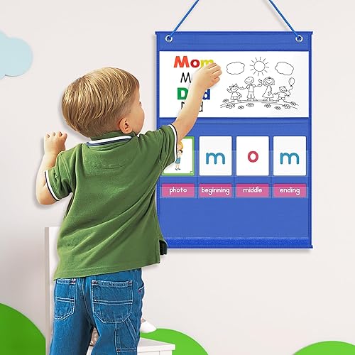 Miniatura 8 de EAMAY CVC Word Building - Soporte de bolsillo de escritorio con tablas magnéticas para escribir y limpiar, kit de tienda de campaña y tarjetas,