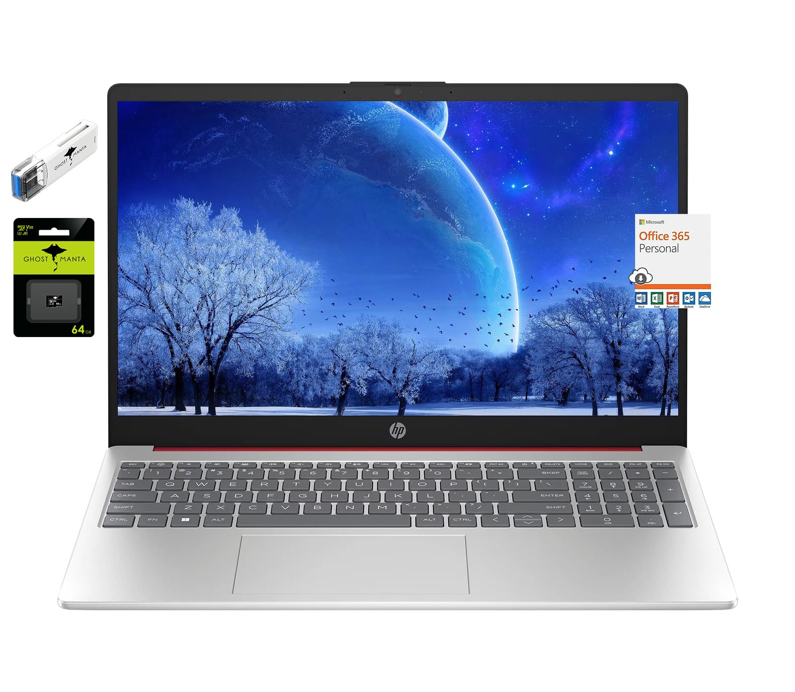 HP Flagship 15.6 HD Laptop Computer, Intel Quad-Core Pentium N200 (Beat i5-8250U), 16GB RAM, 192GB Storage(128GB SSD+ 64GB Micro SD Card), 1 Year Microsoft Office 365, Win 11, w/GM Accessory, Red