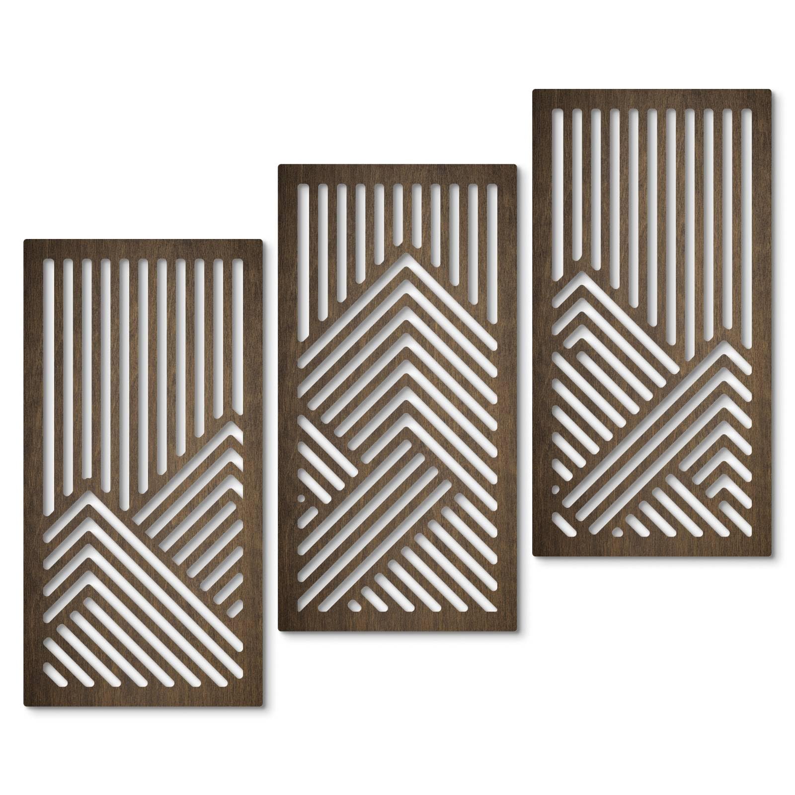 Panneaux géométriques en bois sculpté MDF Putuo Decor | Art mural premium lot de 3 - 8