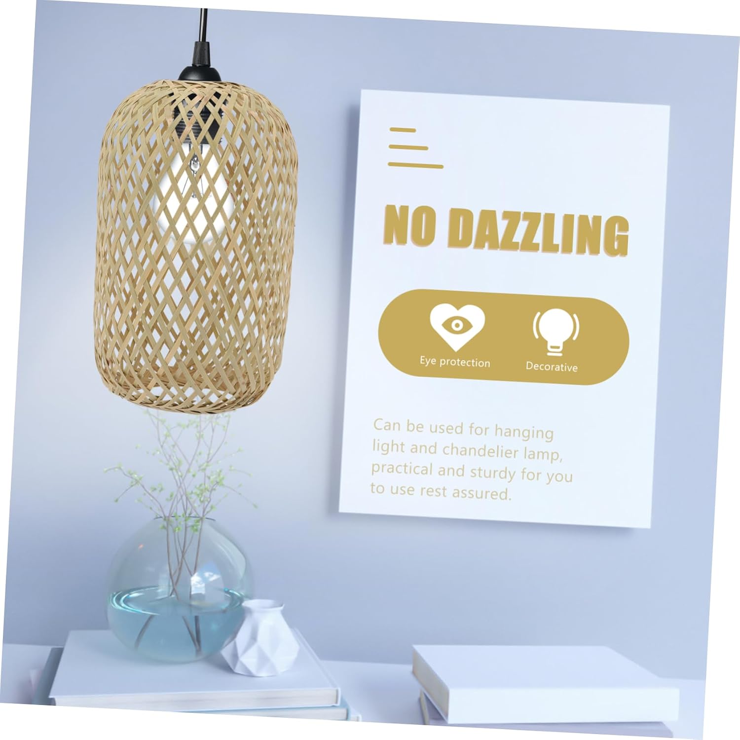 Gadpiparty Woven Lampshade Chandelier Light Shade Elegant Ceiling Lamp Cover for Home Restaurant and Lightweight Eye-friendly Design for Warm Ambiance