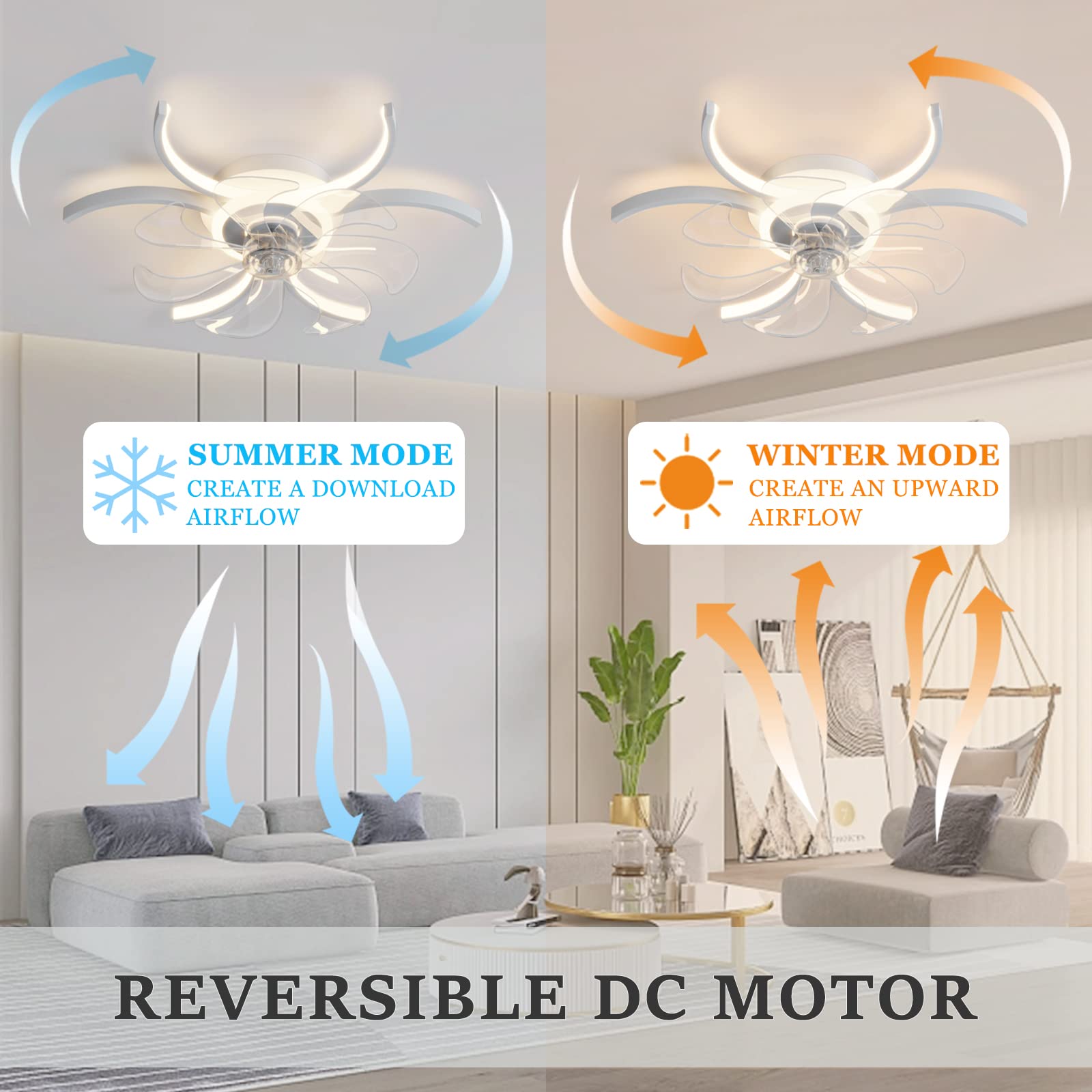 Lampadario Con Ventilatore Da Soffitto Design Moderno, Nero, Con Telecomando E APP – LED Dimmerabile 3 Colori, 6 Velocità, Silenzioso E Reversibile - 3