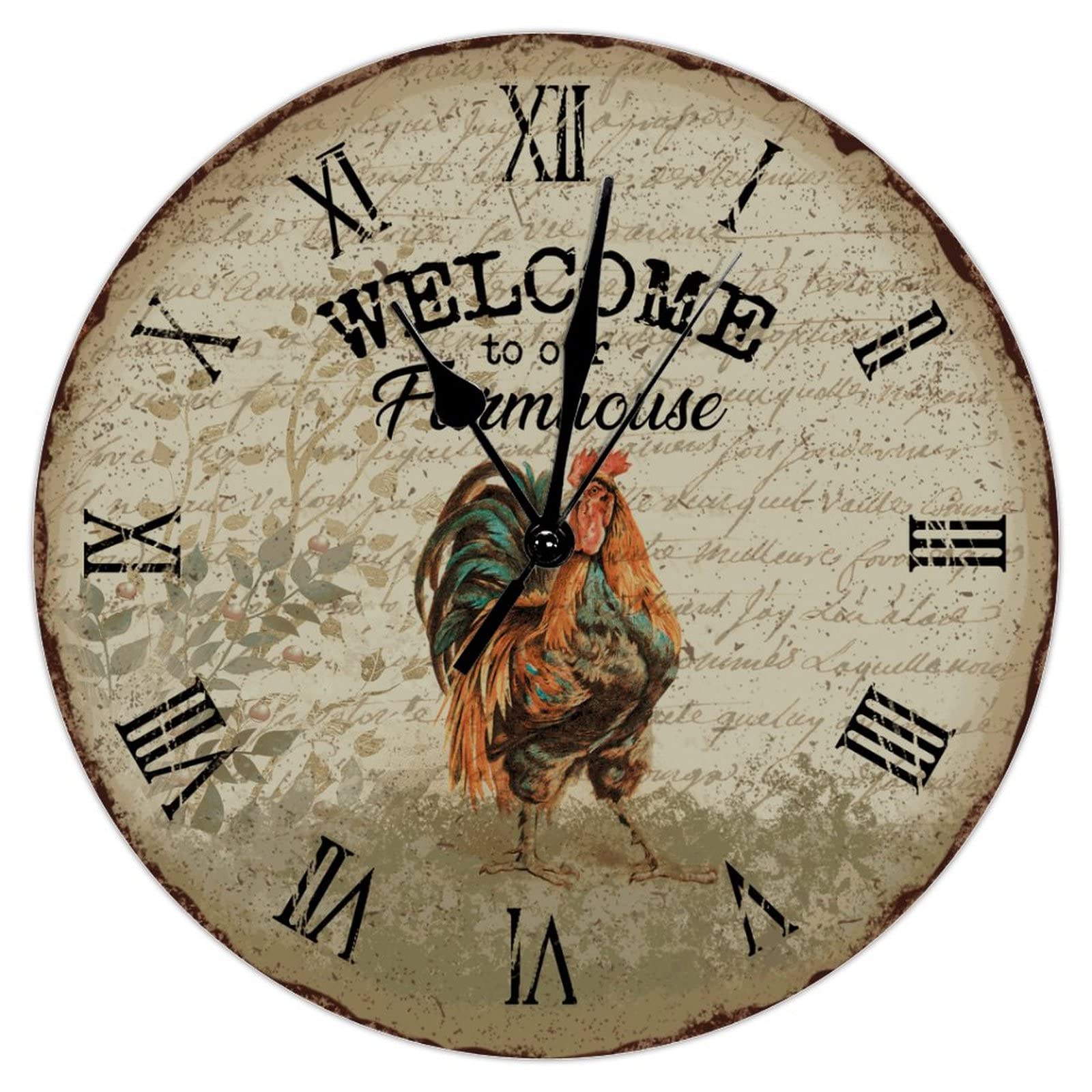Horloge murale en bois coq de ferme pour une déco de cuisine Cottage Chic
