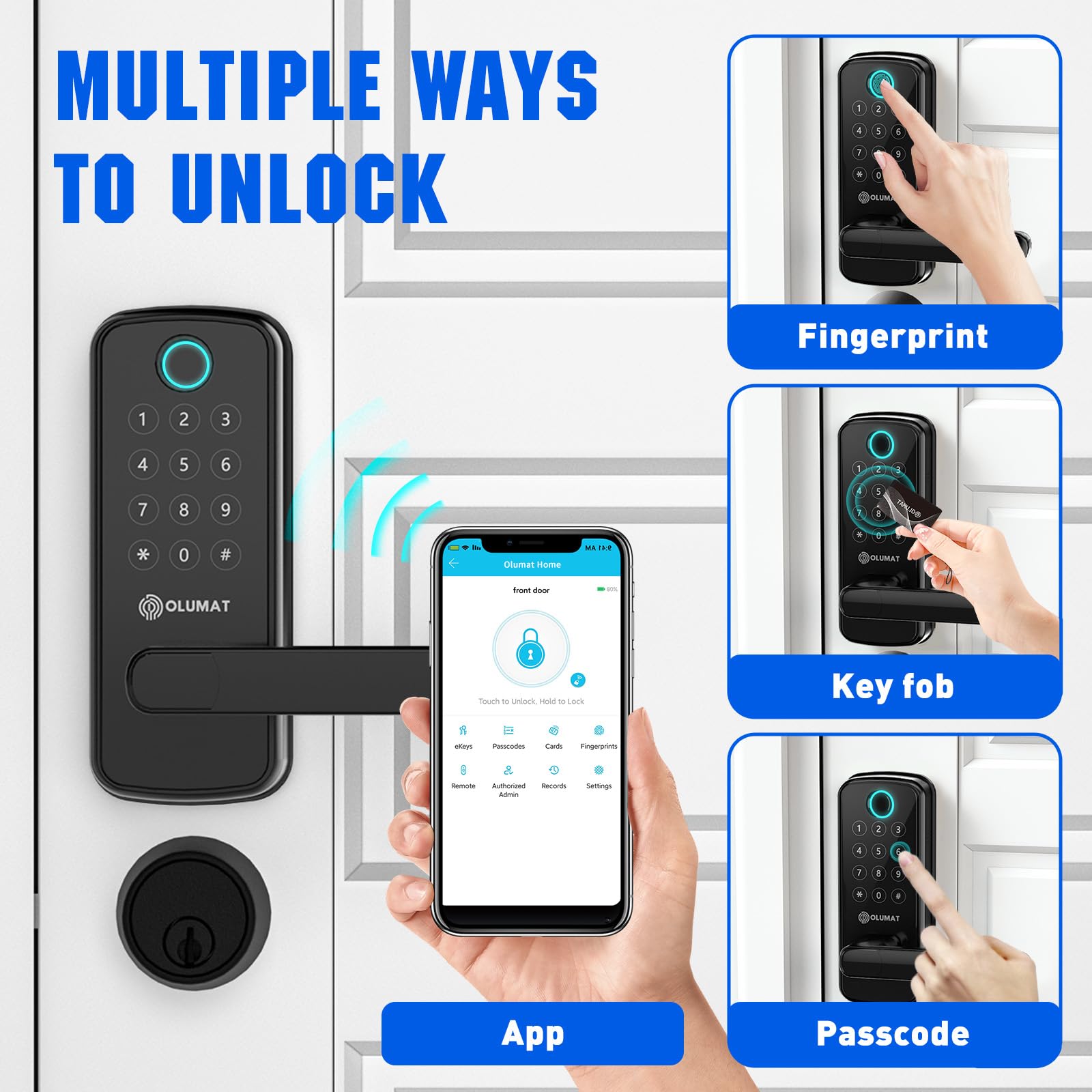 Smart Fingerprint Door Lock With Keypad & App – Includes Gateway For Remote Control, Built-in Doorbell