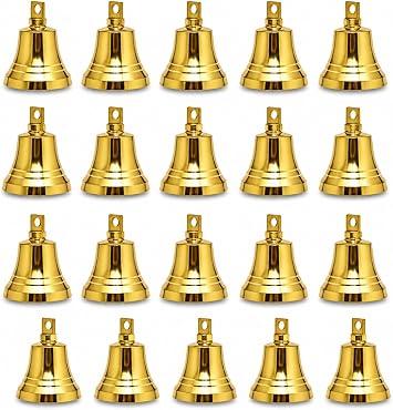 Wonderlist Handicrafts Brass Sleigh Bells for Home Door Decor, Crafts, Chimes, Christmas Decor, Pet Bells, Golden, 1 Inch, Pack of 20