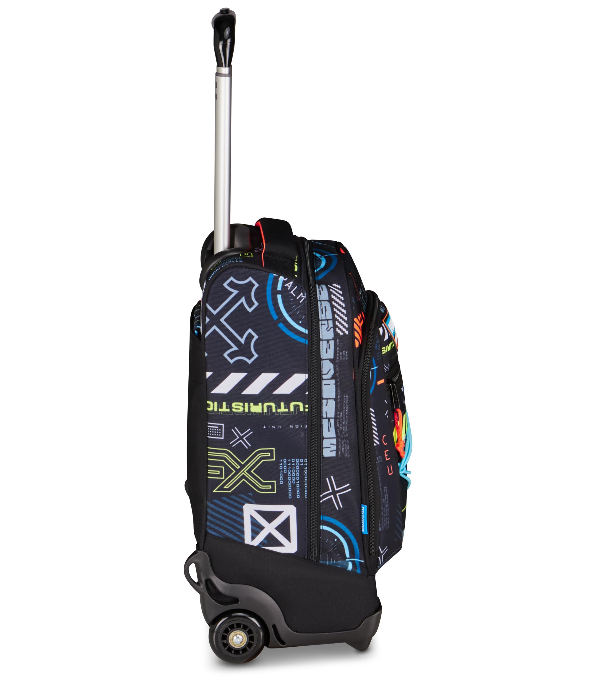 Mitama Zaino Trolley M-Power SpaceBattle, Spallacci a scomparsa, Bambini e Bambine, Tasca Porta Borraccia, Doppio uso, Maxi Capienza, nero
