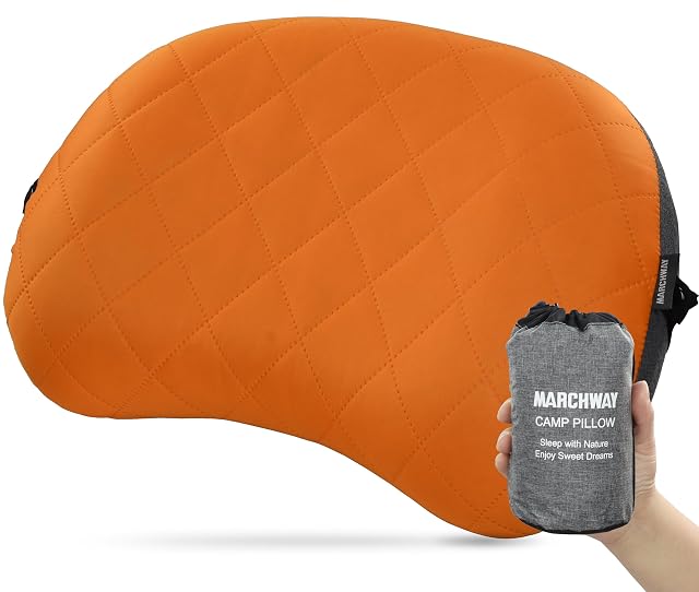 MARCHWAY Ultralight Inflatable Camping Pillow with Soft Washable Cover Compact Compressible Portable Travel Air Pillow for Outdoor Camp