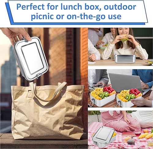 Miniatura 7 de ZOFORTY 4 cajas Bento de acero inoxidable de 28.7 fl oz30 onzas con divisor extraíble, contenedor de almuerzo a prueba de fugas para sándwich,