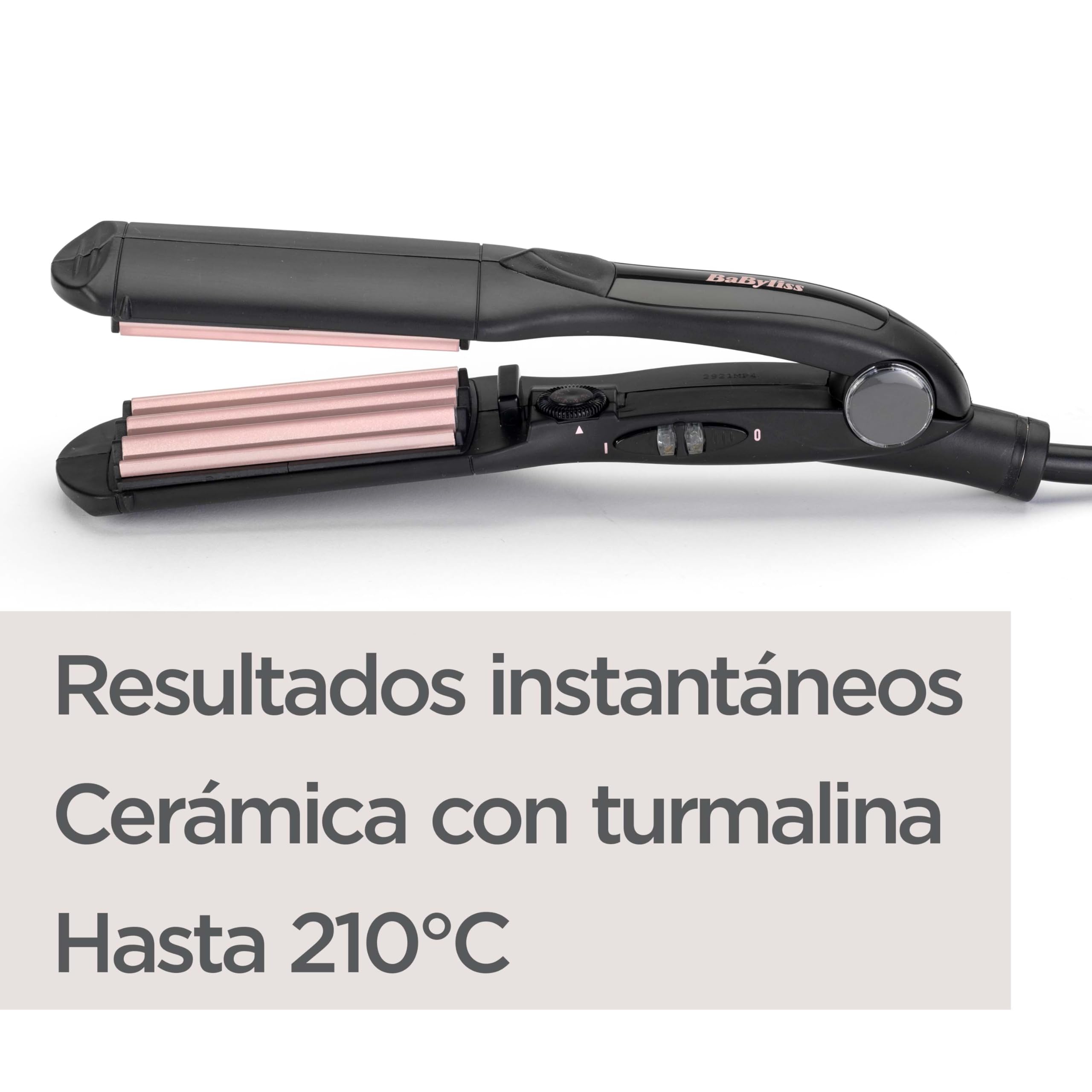 BaByliss Plancha de Crimpar - placas de cerámica con turmalina, 10 temperaturas hasta 210°C, herramienta profesional para crear volumen y textura, Rizador, Texturizador, Negro, 2165CE