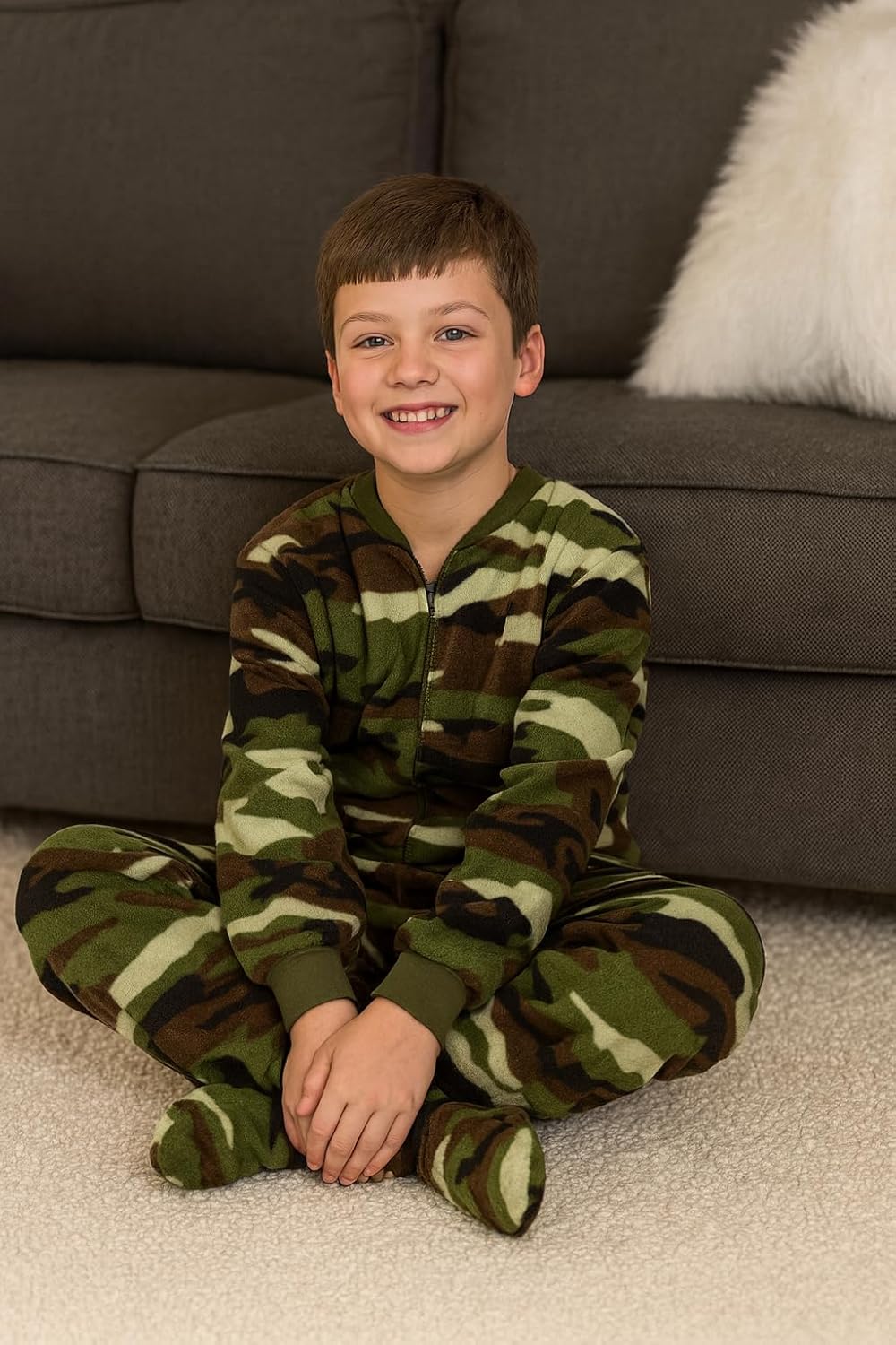 Big Feet Pjs Big Boys Kids Camo Fleece Onesie Footed Pajamas - Image 5