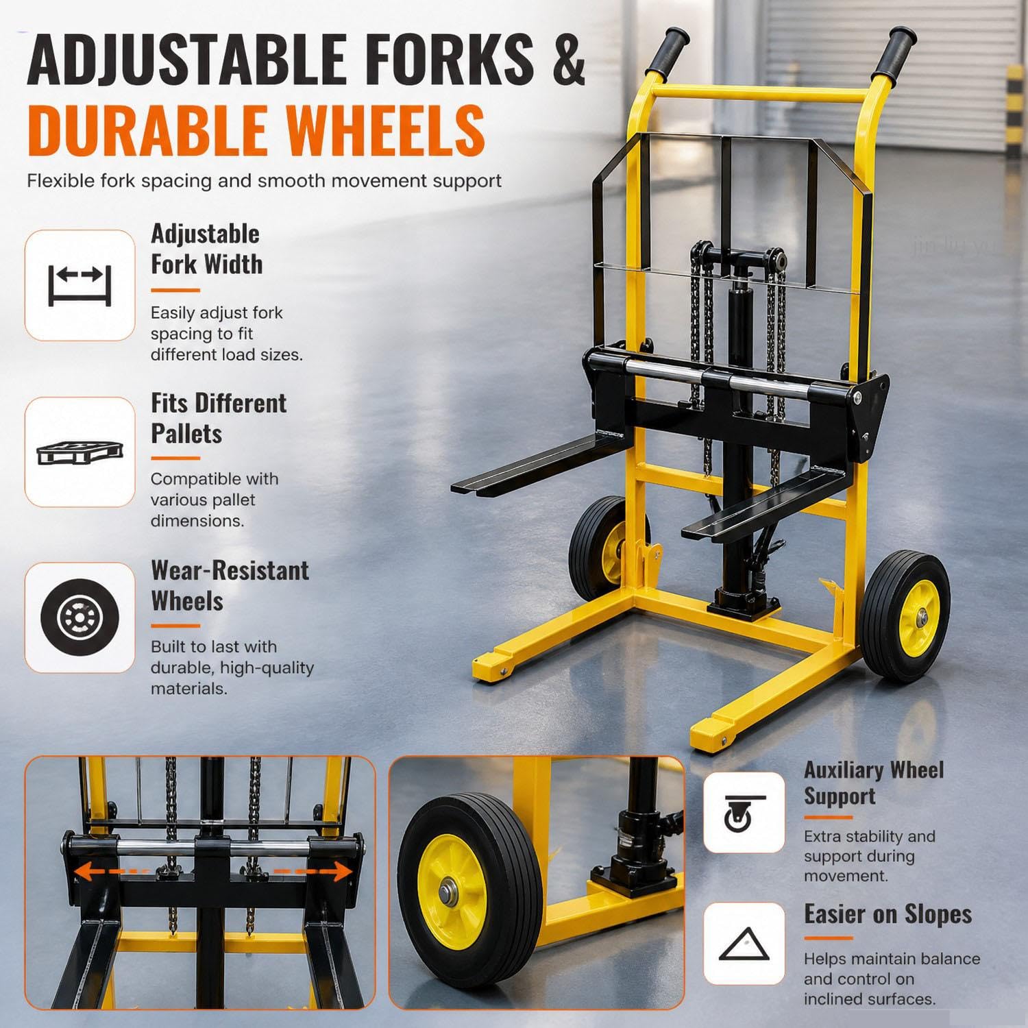Apilador Plataforma Rodante de Transpaleta Mesa de Elevación Elevador Manual Carretilla Elevadora Manual Elevadores de Material Sistema de Elevación con Pedal Capacidad 200 Kg