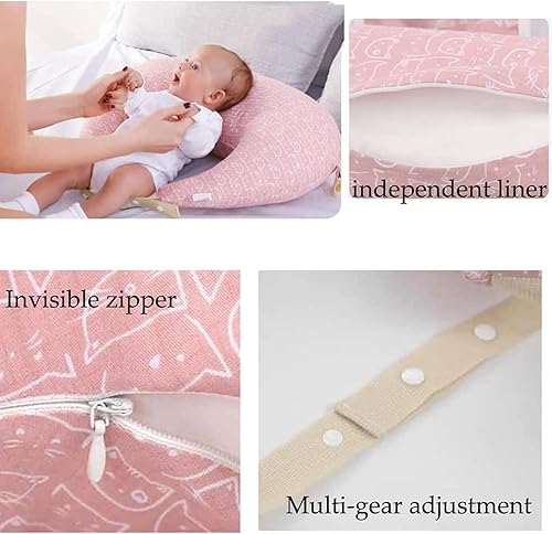 Miniatura 5 de NLAVW Almohada de lactancia para lactancia materna, posicionador de cabeza de bebé premium almohada de alimentación multifuncional almohada de apoyo