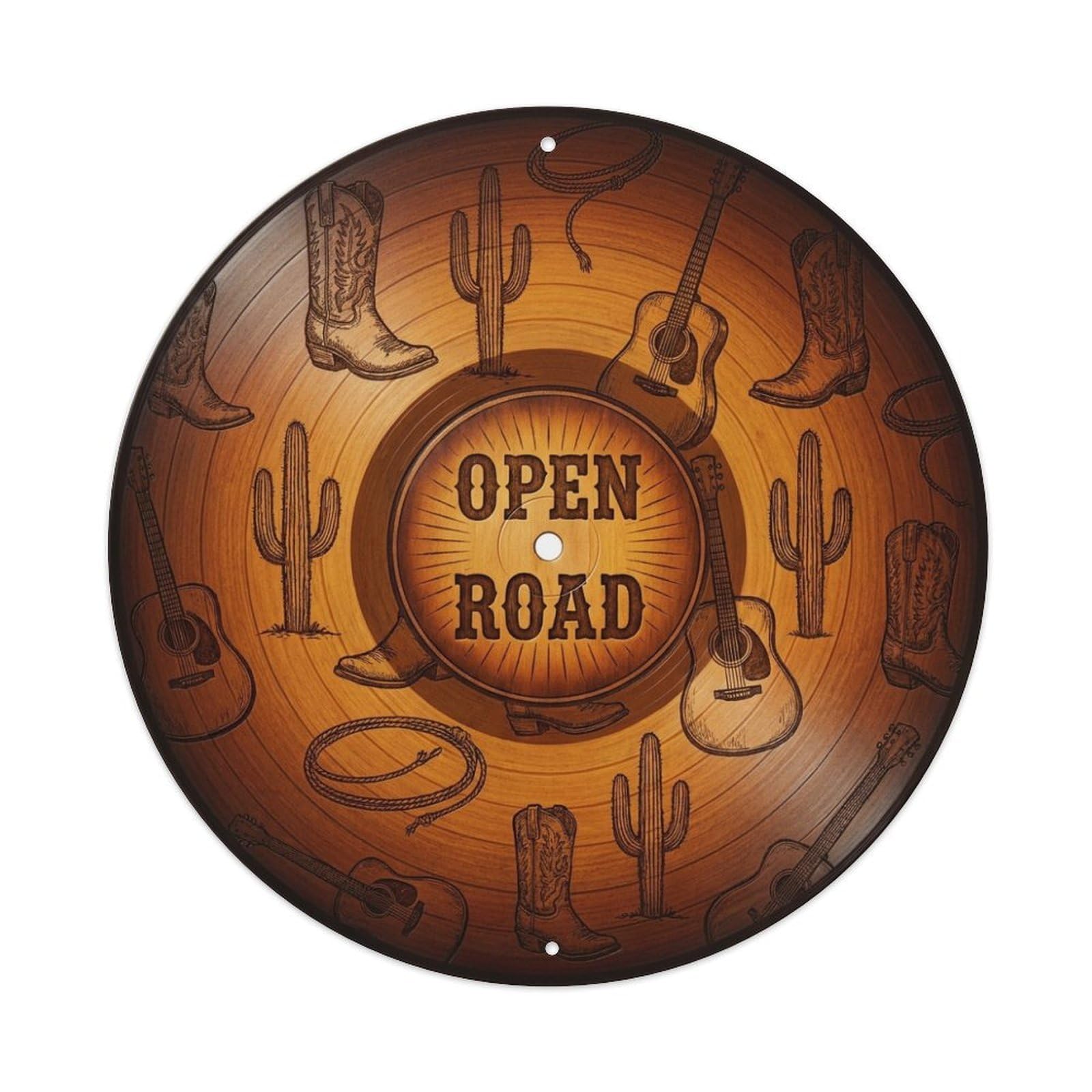 Country Vinyl Records Open Road Western Music Cover Metal Tin Sign