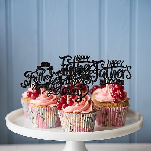Miniatura 5 de Rsstarxi Paquete de 24 adornos para cupcakes con purpurina para el Día del Padre, para el Día del Padre, decoración de pasteles para el Día del