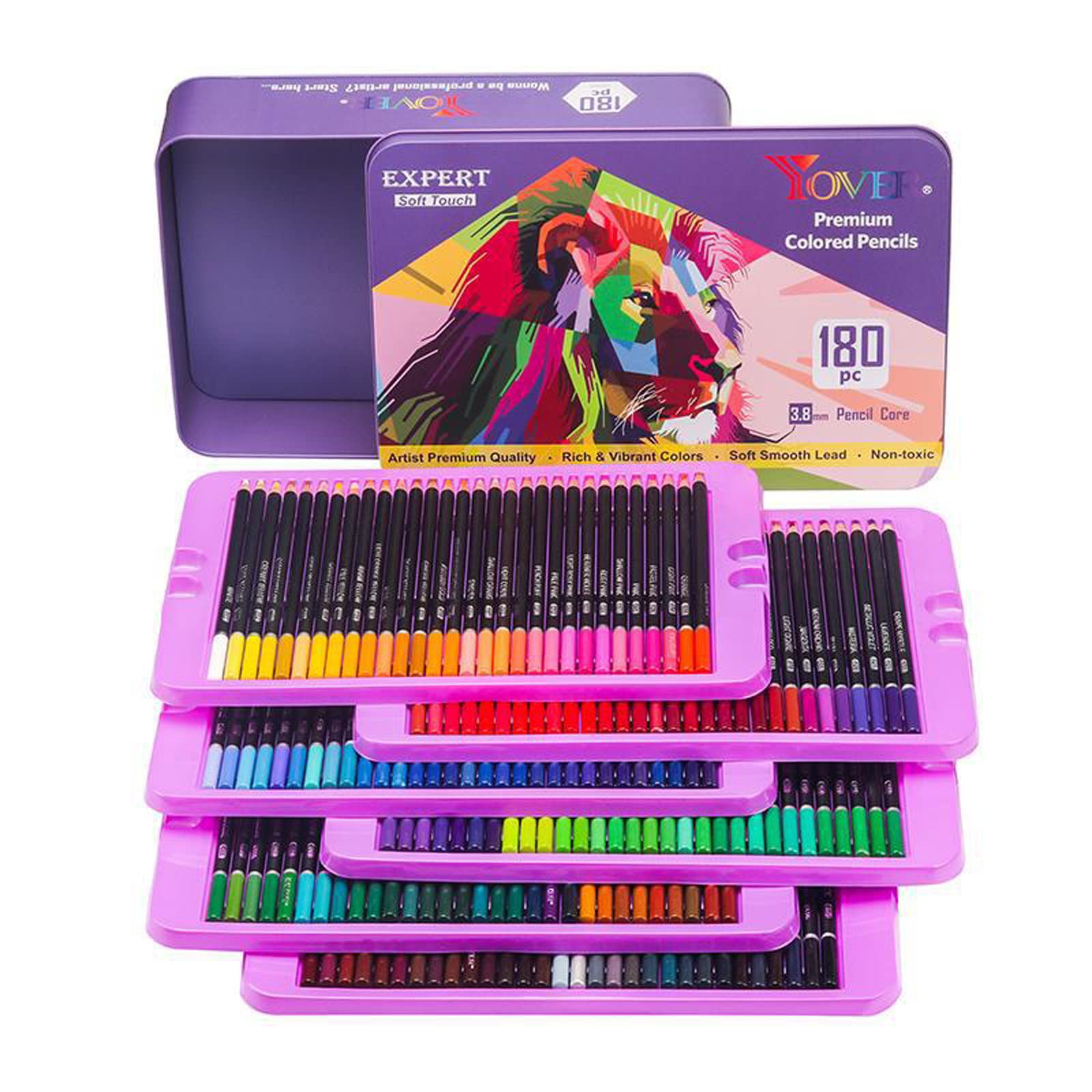 Künstlerbedarf, 180 Buntstifte-Set mit Farbnummer, 3,8 mm weicher Kern auf Ölbasis, professioneller Künstlerbedarf für Künstler, Lehrer, Studenten, Teenager, Geschenke in Blechbox