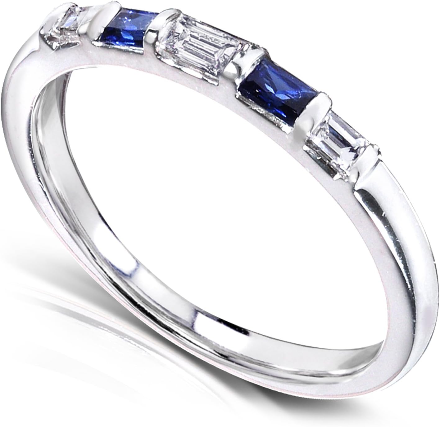 Kobelli Blue Sapphire and Diamond Ring 1/4 Carat (ctw) In 14k White Gold