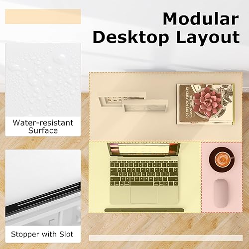 Vista 52 de Giantex Escritorio móvil de pie, escritorio de pie ajustable en altura con ruedas y mesa inclinable, carrito rodante para computadora portátil, Negro