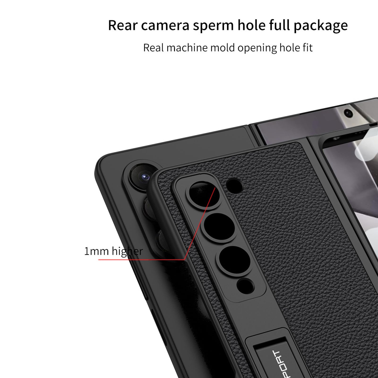 Kickstand Etui do telefonu Samsung Galaxy Z Fold 6, wąskie skórzane etui z teksturą z włókna węglowego, kompleksowa ochrona, odporne na wstrząsy, odporne na zarysowania, czarne, składane 6