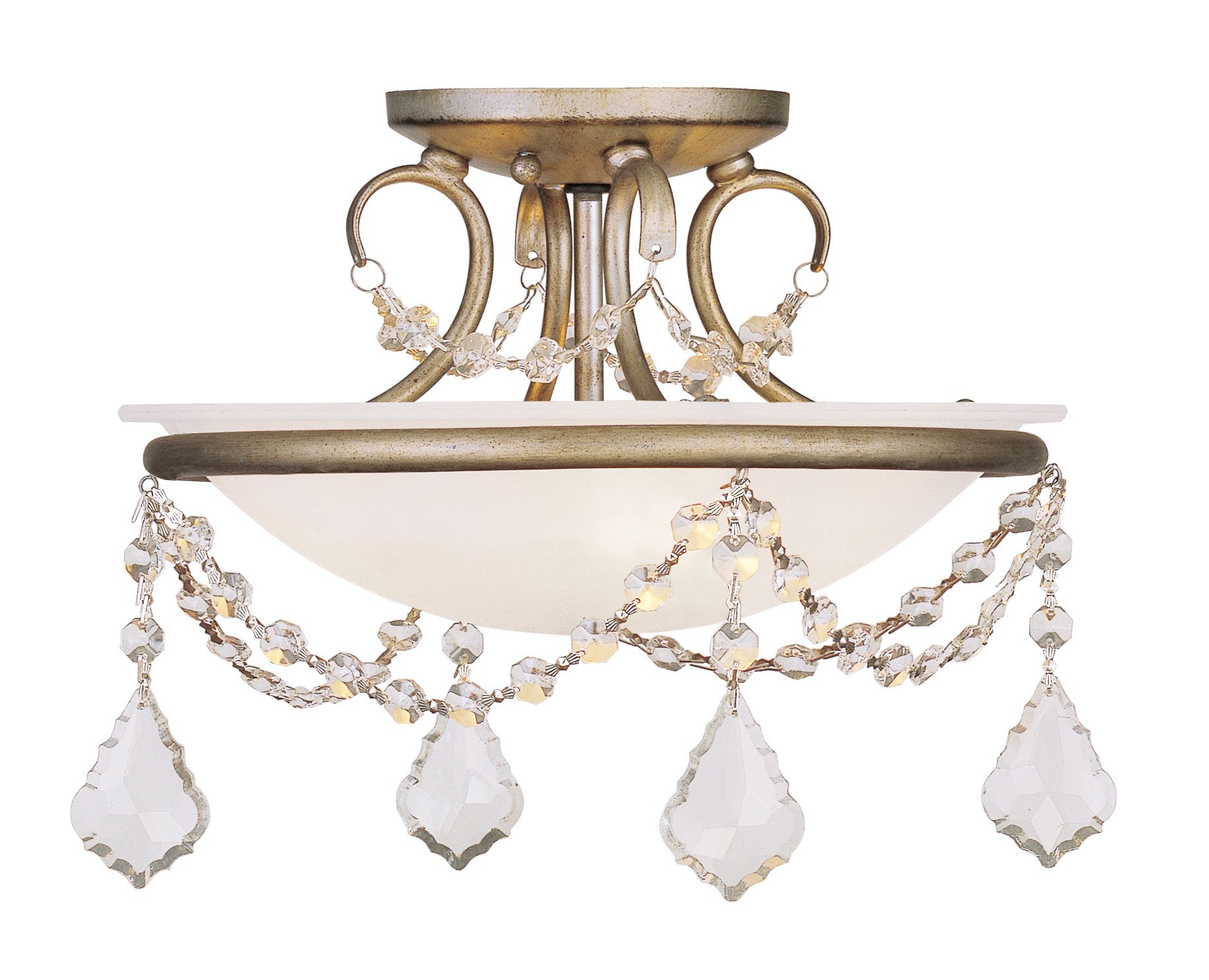 LivexLighting 6523-73 Chesterfield/Pennington 2 Light Ceiling Mount, Hand Painted Antique Silver Leaf