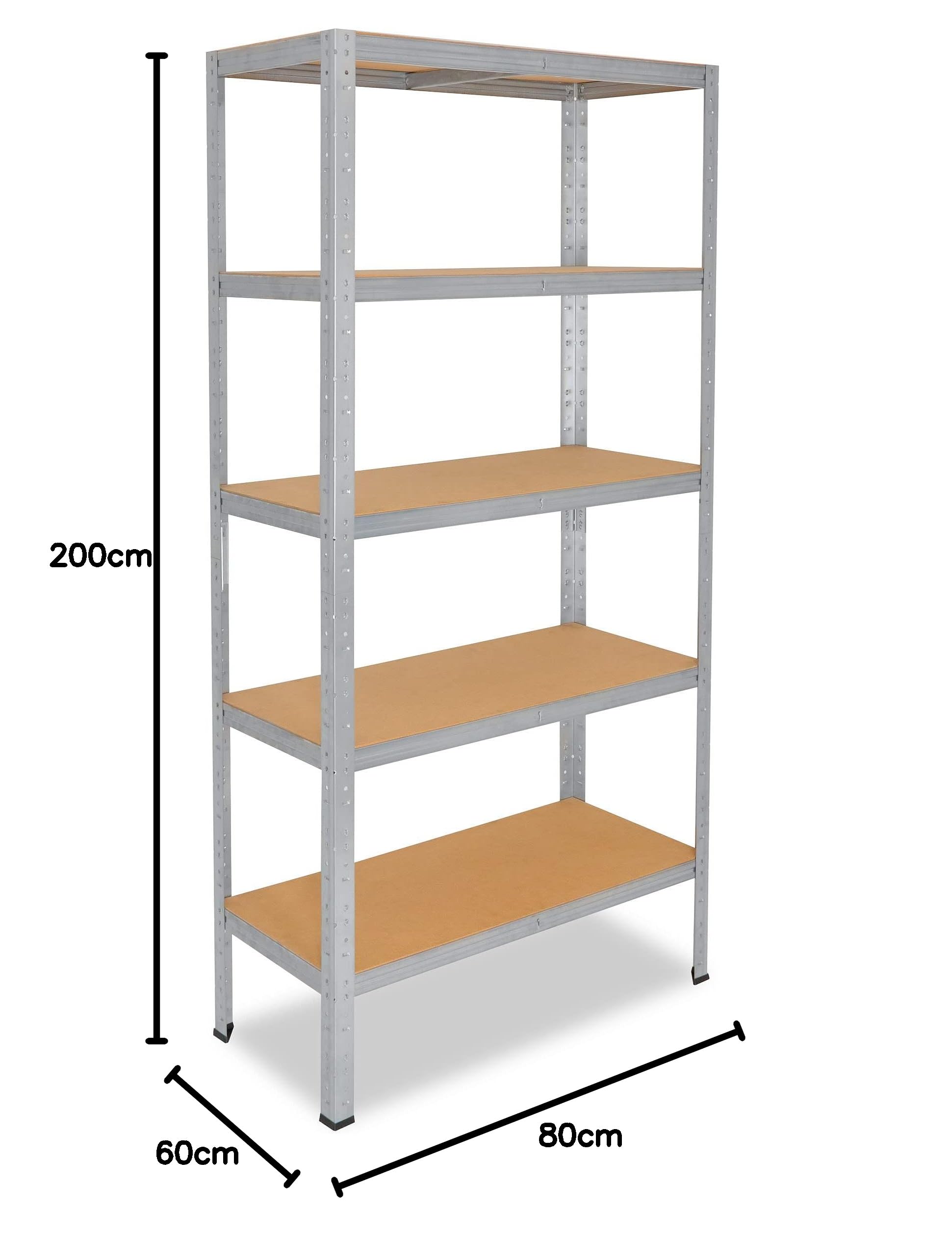 shelfplaza® 200x80x60cm HOME Scaffale metallo per carichi pesanti zincato con 5 ripiani con 175kg capacità di carico/Scaffali in metallo per garage come scaffali per ripostiglio o officina