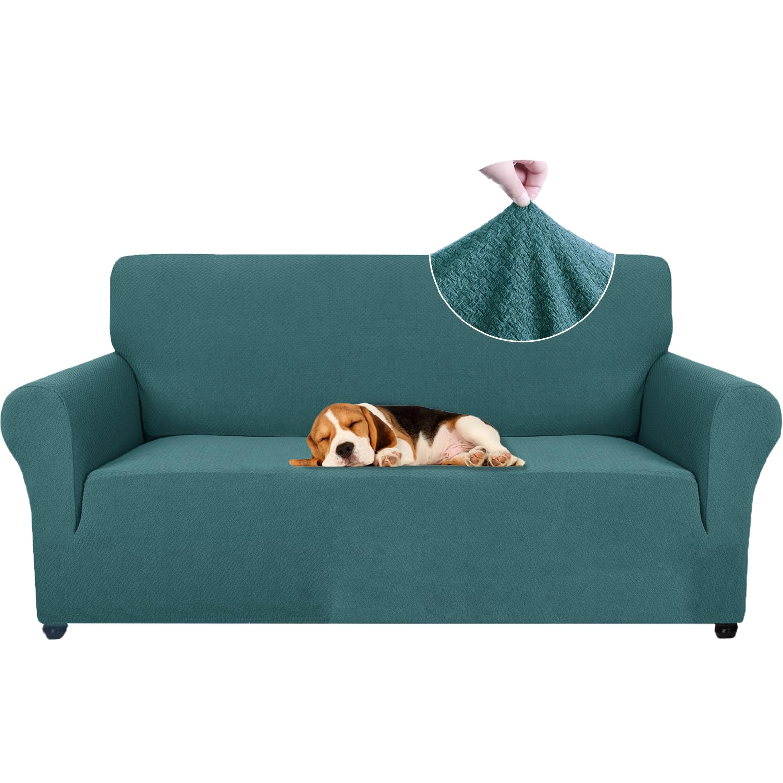 Ystyle Funda de Sofá Elástica 2 plazas, Fundas para Sillones Ajustables con Reposabrazos, Moderna Cubre Sofa Antideslizante Antimanchas Lavable, Protección para Perros y Mascotas, Verde