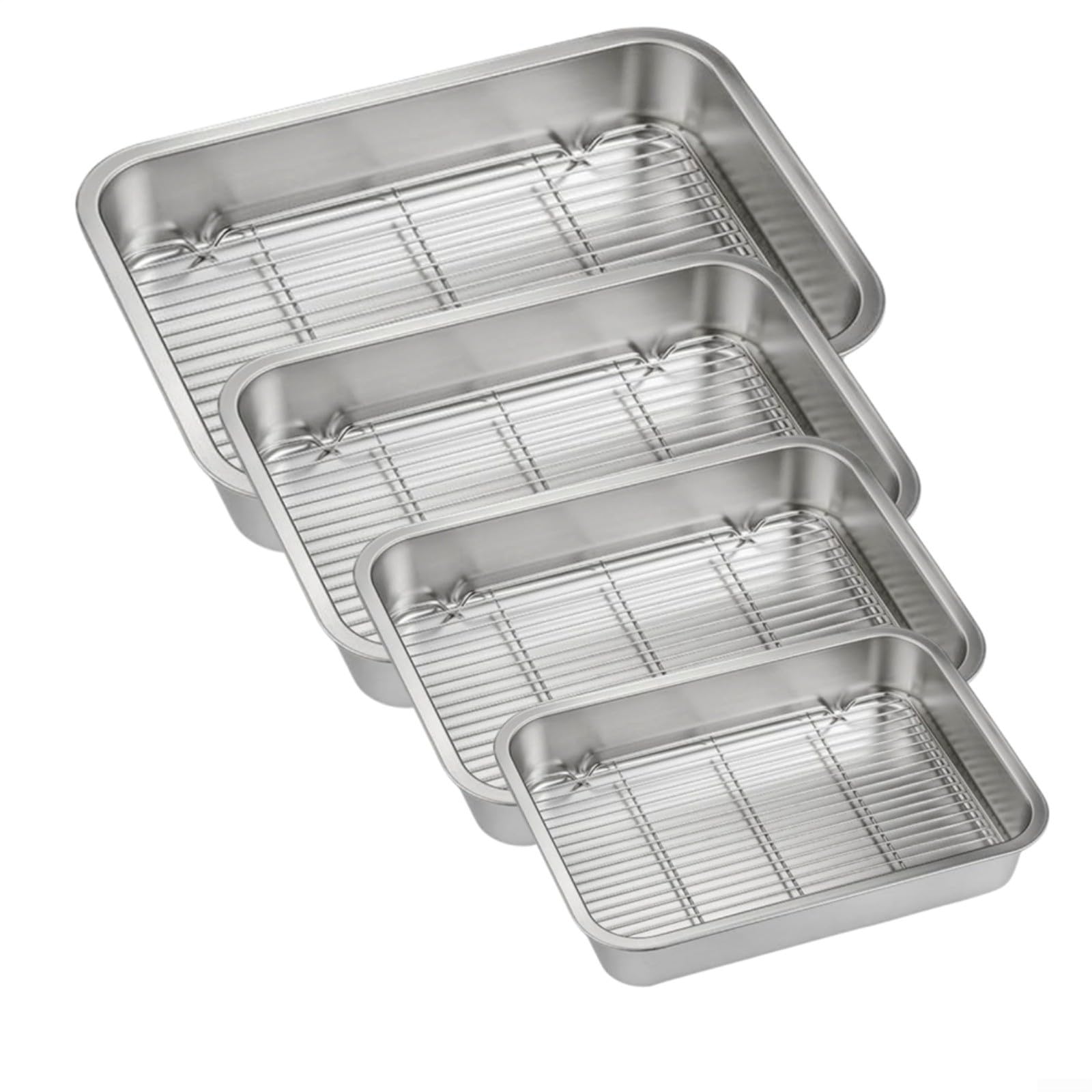 Bandeja rectangular de acero inoxidable para hornear galletas con estante de refrigeración extraíble, bandeja antiadherente apta para horno (40 x 30 x 5 cm)