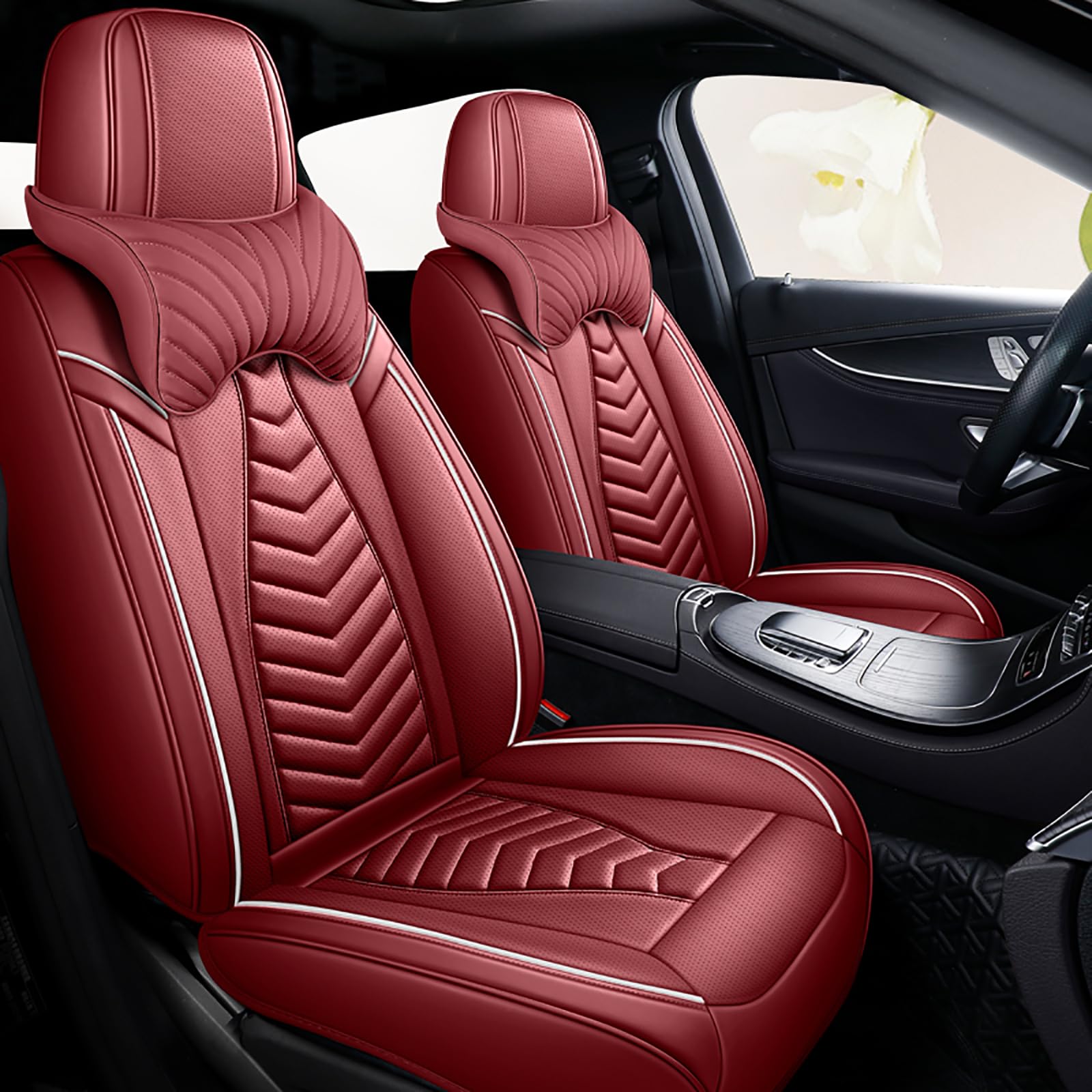 Coprisedili Auto Universali per 5 Posti in Vera Pelle–Compatibili con MG HS/ZS BYD Atto 3 / Seal/Tang – Impermeabili, Antiscivolo–Set Completo per SUV e Berlina